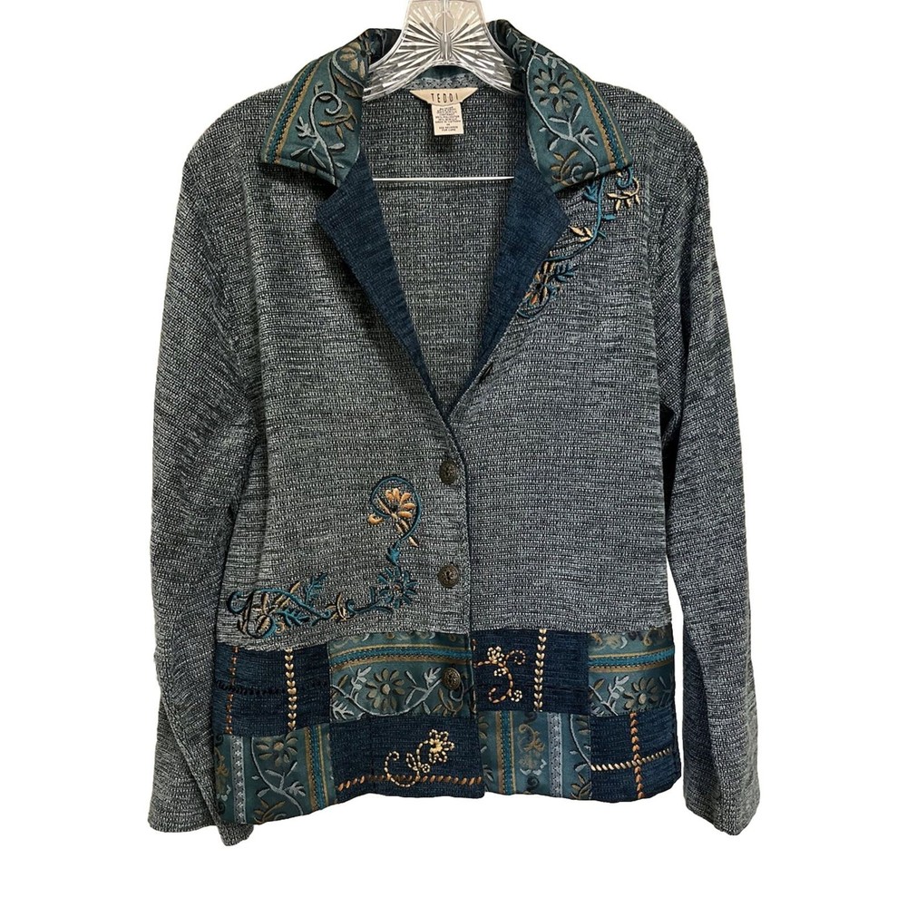 Vintage Teddi Women’s Acrylic Embroidered Long sleeve Button Jacket SZ Medium